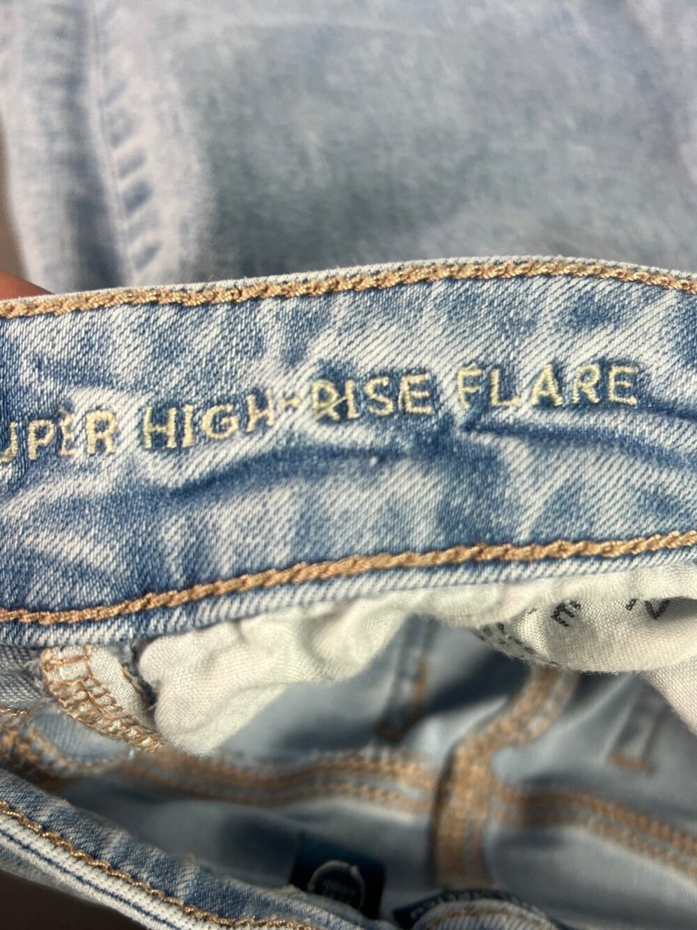 American Eagle Jeans Women 28x34* Super High Rise Flare Light Blue Denim Tag 8XL - Picture 8 of 16